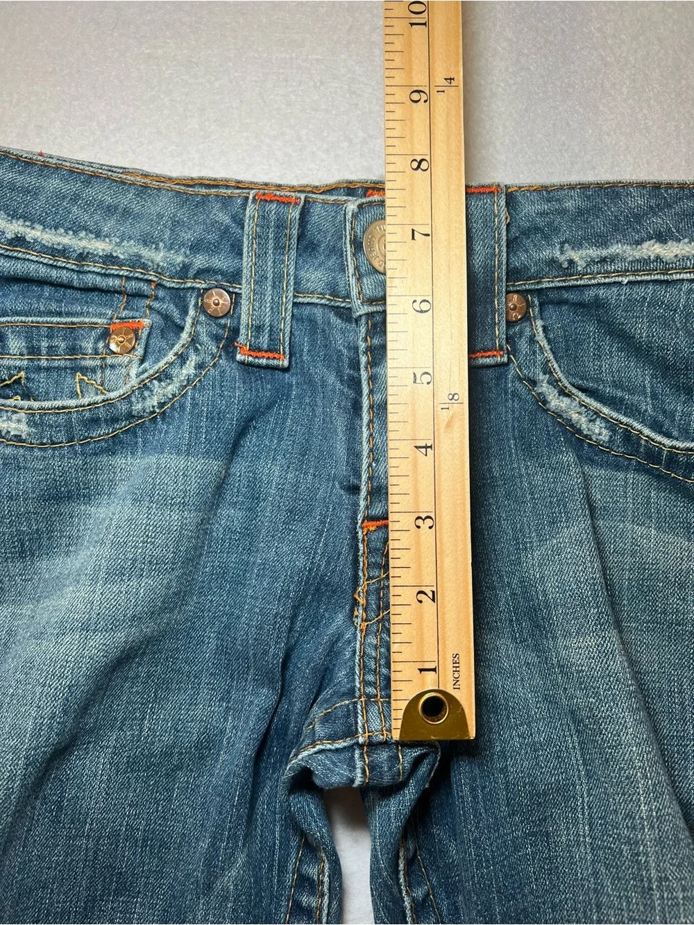 Vintage Women’s True Religion Joey Twisted Distressed Flare Jeans,Indigo Blue,29